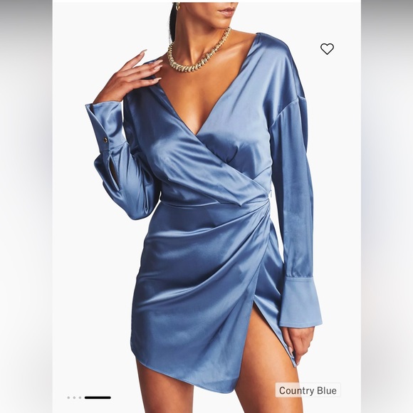 SER.OY.A Alisa Silk Mini Dress in Country Blue Size L - Picture 2 of 11